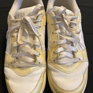 K-Swiss Rare White And Leopard Gold Low Top Sneaker Women’s Size 7 #332